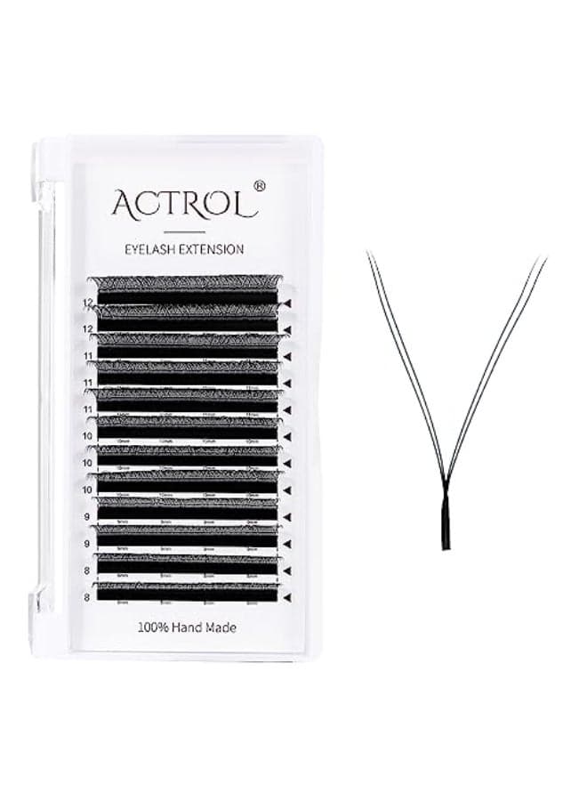 ACTROL YY Lashes Extension Professional Grade Black 007mm C Curl 812mm Mix Volume Individual YY Eyelashes Extension Y Shaped Soft Eyelashes Thin Root Easy Fan Making for Lash Artists
