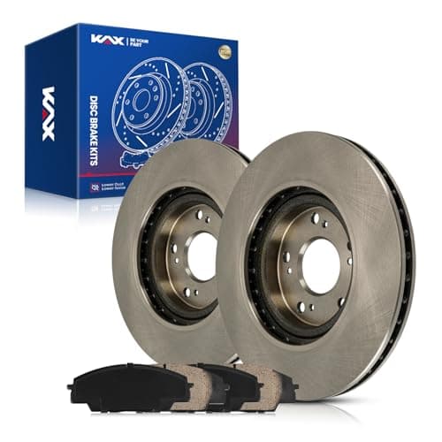 KAX Front Brake Kit, Carbon Fiber Ceramic Brake Pads and Rotors | Fits Honda Civic 2006-2011 2.0L, Acura RSX 2002-2006 2.0L, Automotive Replacement Brake Kit