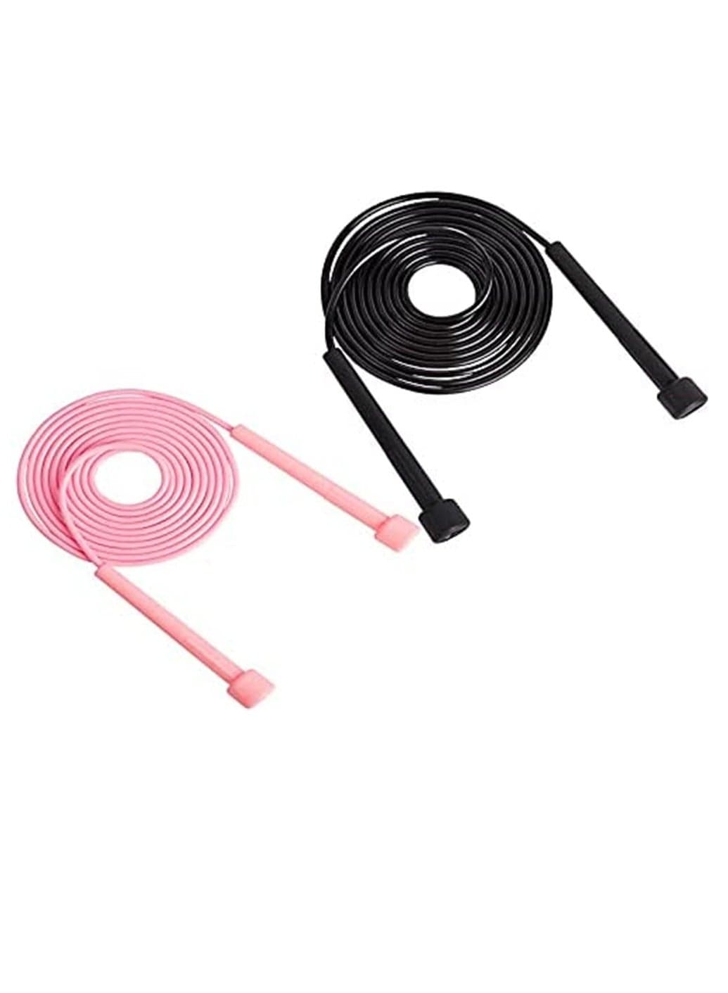 Adjustable Kids Adult Jump Rope - 2 Pack Skipping Rope for Exercise, Fat Burning Workouts at Home or Gym (Pink Black)