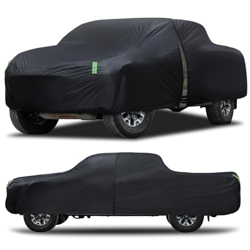 Car Cover Waterproof All Weather Full Outdoor Pickup Truck Cover Rain UV Protection, Size T1 Universal Fit for Ford Ranger/F150 Chevy C10 S10,Nissan Frontier,ect.(Fit Truck Length UP to 220inch)
