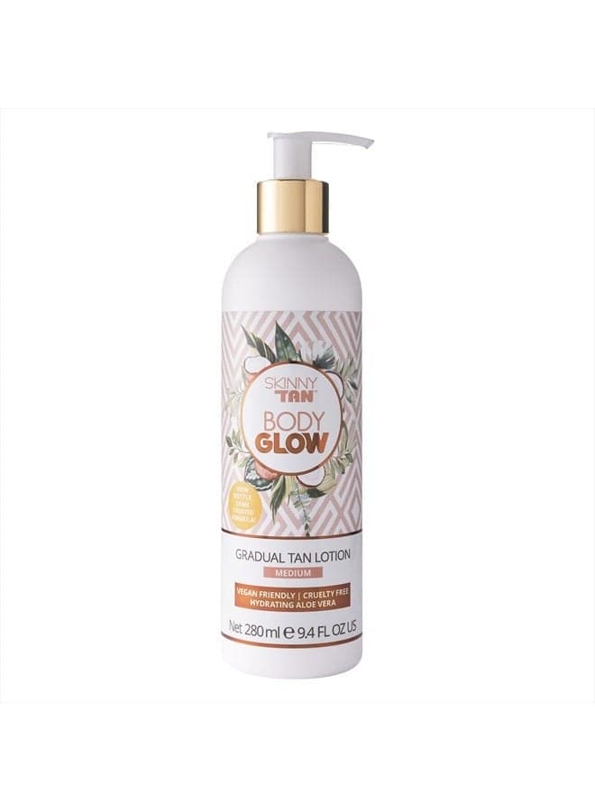 Gradual Tanning Lotion Medium Body Glow | Everyday Moisturizer with Glowing Tan | Sunless Tanner with Hydrating Aloe Vera | Cruelty Free, Vegan, 9.5 Fl. Oz.