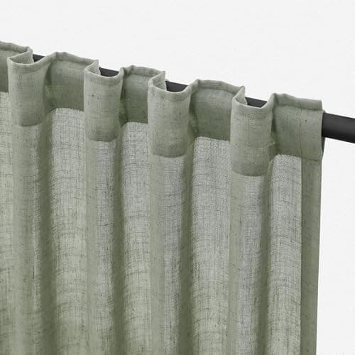 Jowels Sage Green Curtains 84 inch Length 2 Panels for Bedroom Back Tab Light Filtering Semi Sheer Drapes Linen Textured Light Green Airy Modern Farmhouse Living Room Sage Aesthetic Decor