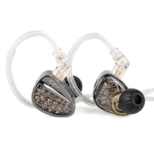 KZ ZA12 in Ear Monitor, 2DD+4BA Hybrid Wired Earbuds, KZ in Ear Monitor with 4-Level Tuning Switch Gaming Earbuds,Silver-Plated IEM Cable for Audiophile (No Microphone, Matte Black)