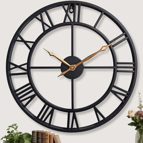 BBALOVEDRE 30 Inch Extra Giant Oversized Large Wall Clocks for Living Room Decor,Big Black Roman Numerals Metal Wall Clocks for Bedroom, Kitchen, Office,Housewarming Gift