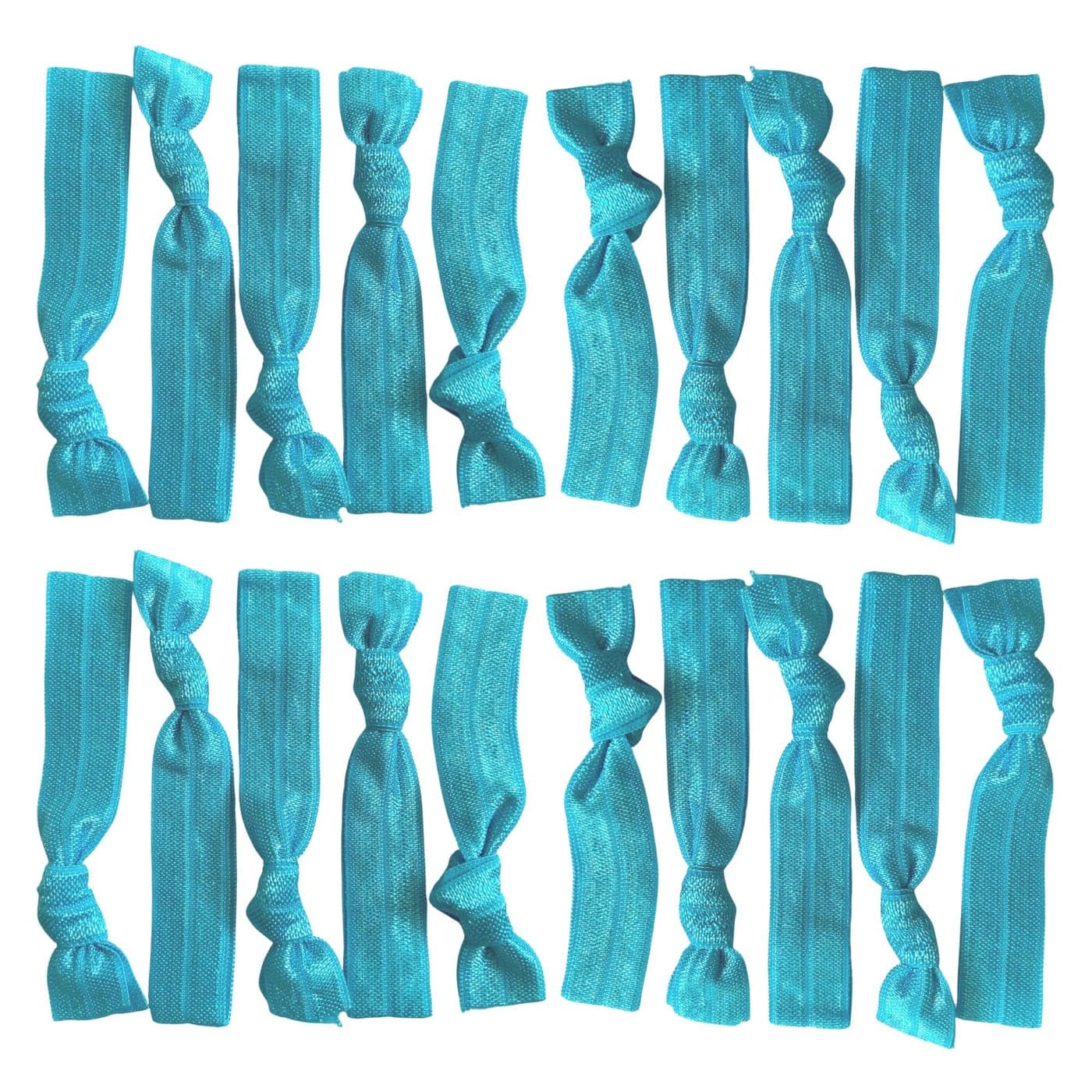 Kenz Laurenz Hair Ties 20 Elastics Ponytail Holder Set No Crease Ribbon Bands Teal