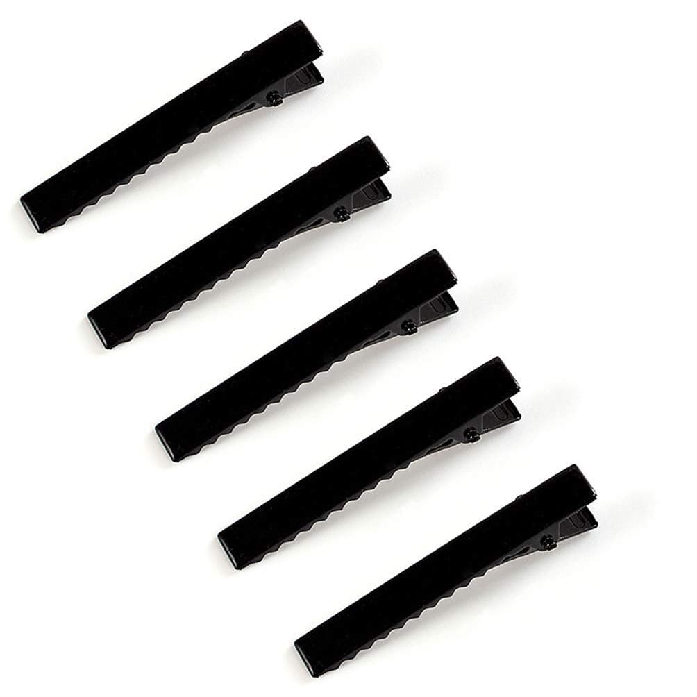 50 Pcs Black Alligator Hair Clip Single Prong Flat Top Metal Duck Bill Clip Hair Hairbow Accessories for DIY Craft 65cm