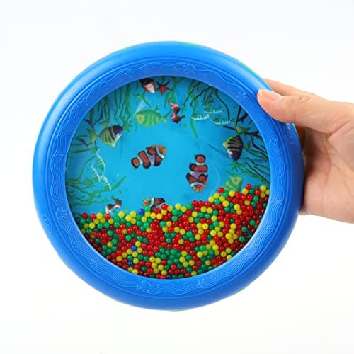 Musfunny Ocean Drum Wave Bead Drums Gentle Sea Sound Music Gift Musical Educational Sea Sound Drum Tool for Kid Child Baby Blue