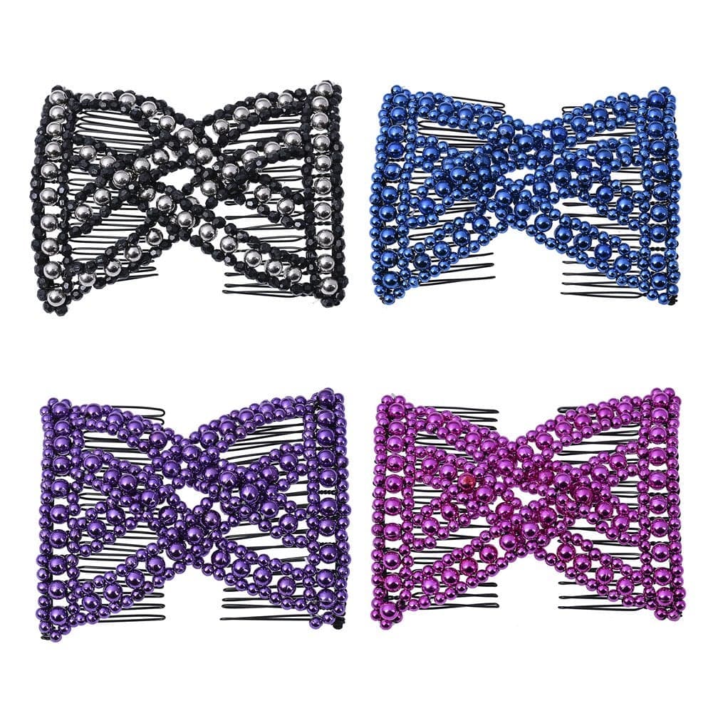 Ruihfas Easy Stretchable Combs Double Slides Stretching Hair Combs Lady Women Girls DIY Hair Accessories Magic Hair Clips Comb 4count