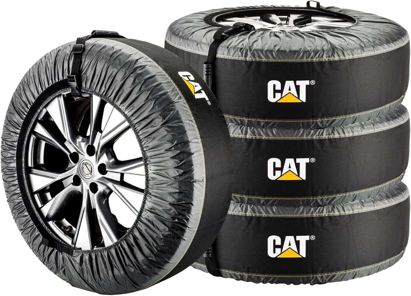 Caterpillar CAT Tire Covers - 4 Piece Wheel Bags for Winter, Fits Tires 22 to 31 Inches
