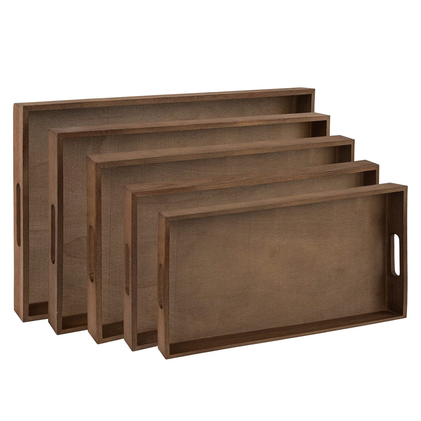 Dark Wood Serving Tray With Handles Five Piece Nested Breakfast Tray Bathroom Buffet Trays for Serving Organizing