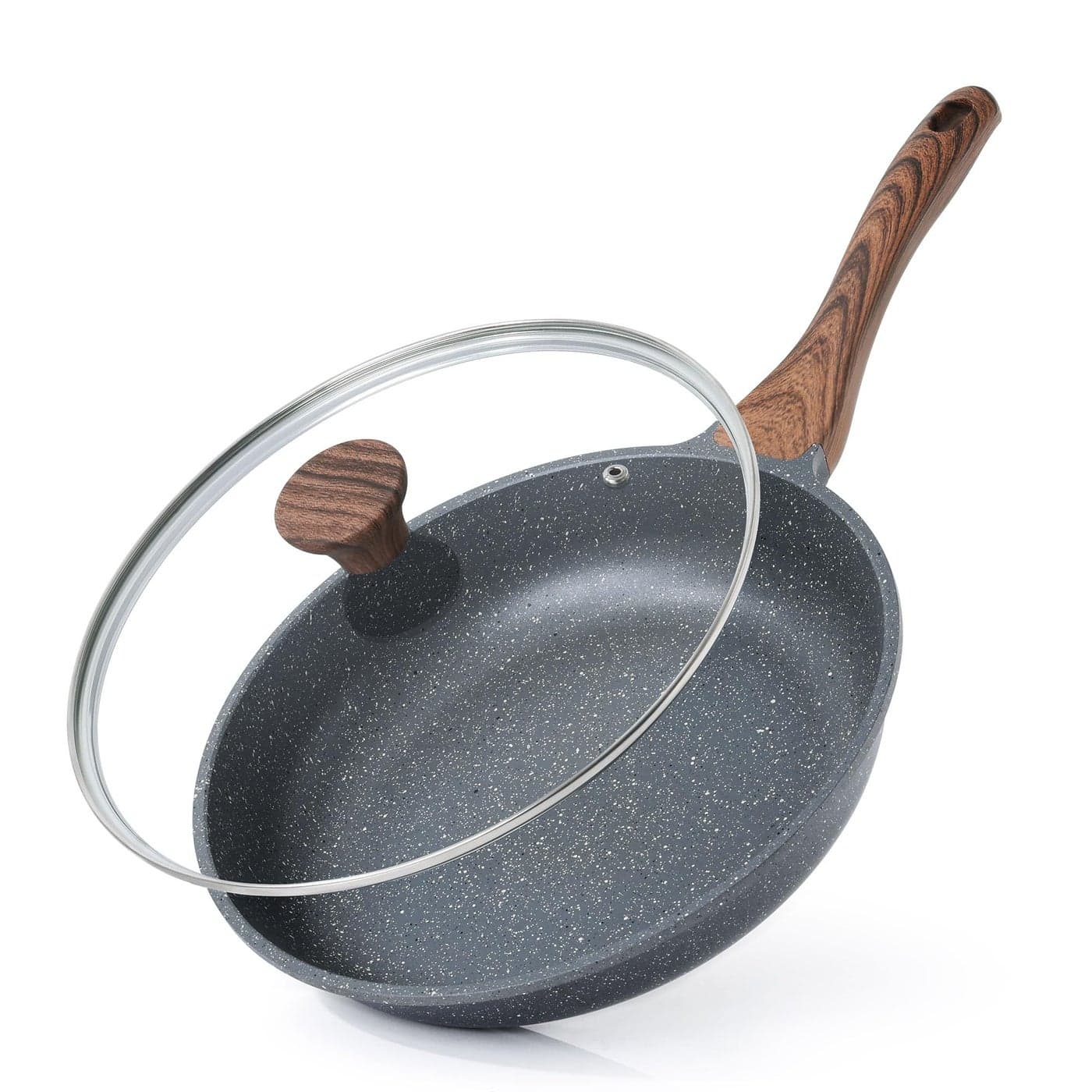 SENSARTE Nonstick Frying Pan Skillet with Lid Omelet Pan with Cover Healthy Egg Pan Chefs Pan Kitchen Cooking Pan PFOA Free 95inch Glass Lid