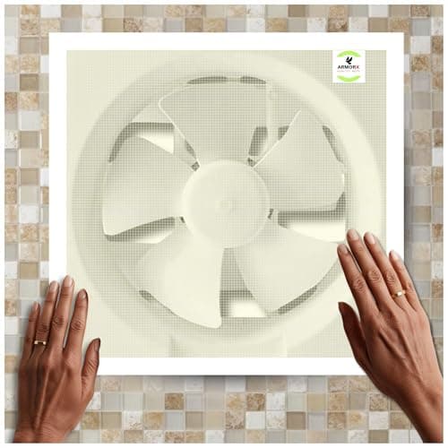 ARMORX Mosquito Net for Exhaust Fan, Bathroom, Kitchen & Ventilation Window | Pre Stitched Ready-to-Use | Blocks Mosquitoes Insects Lizards | Cream - 25x25 cm / 10x10 inch