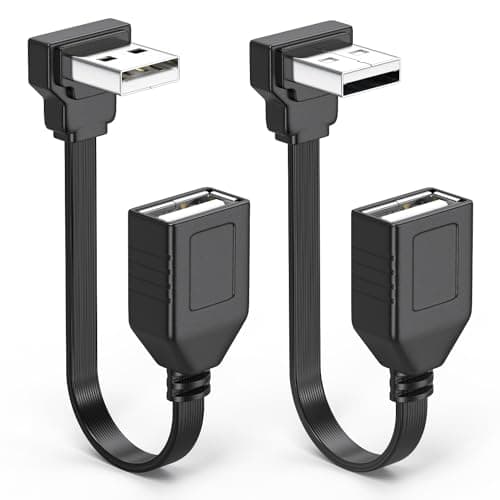 2PCS 90 Degree USB20 Extension Cable Flat Right Angle USB Male to Female Adapter Soft 4Inch10CM USB Cable UP Angle Down Angle on Each for Car Carplay