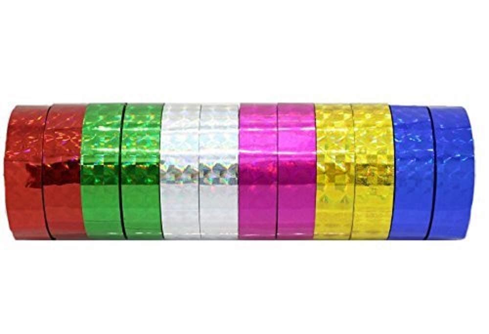 Hula Hoop Washi Prism Tape 12 Pack 12 12MM x 25 Feet 35M 6 Holographic Colors 2 Rolls of Each Color Great for Fishing Lure Arts and Craft Kids Projects
