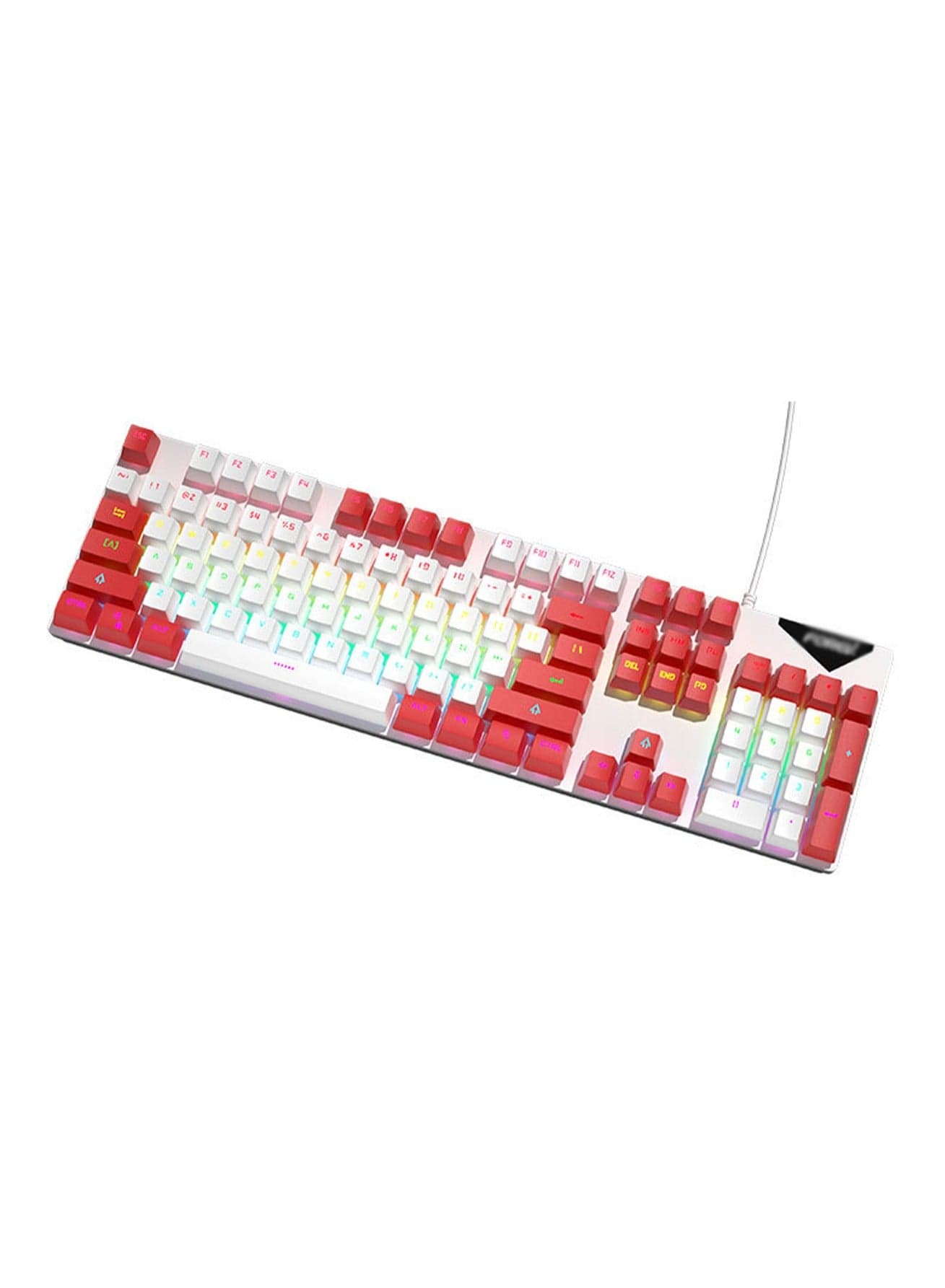 Wired Mechanical Keyboard RGB Luminous Backlight 104 Keys Keyboard Suitable For Gaming,E-Sports,Study,Work (WhiteRed)