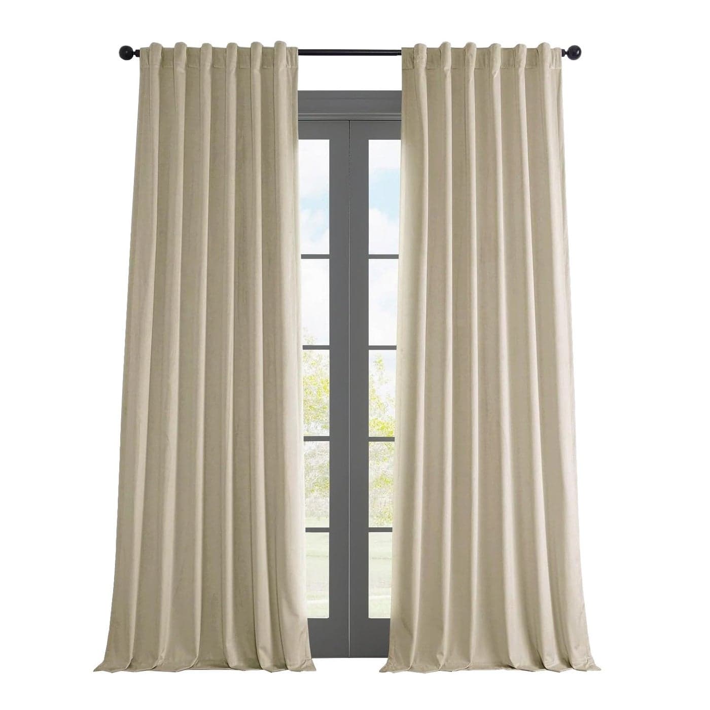 HPD Half Price Drapes Heritage Plush Velvet Curtains 84 Inches Long Room Darkening Curtains for Bedroom Living Room 50W x 84L 1 Panel Au Lait Creme