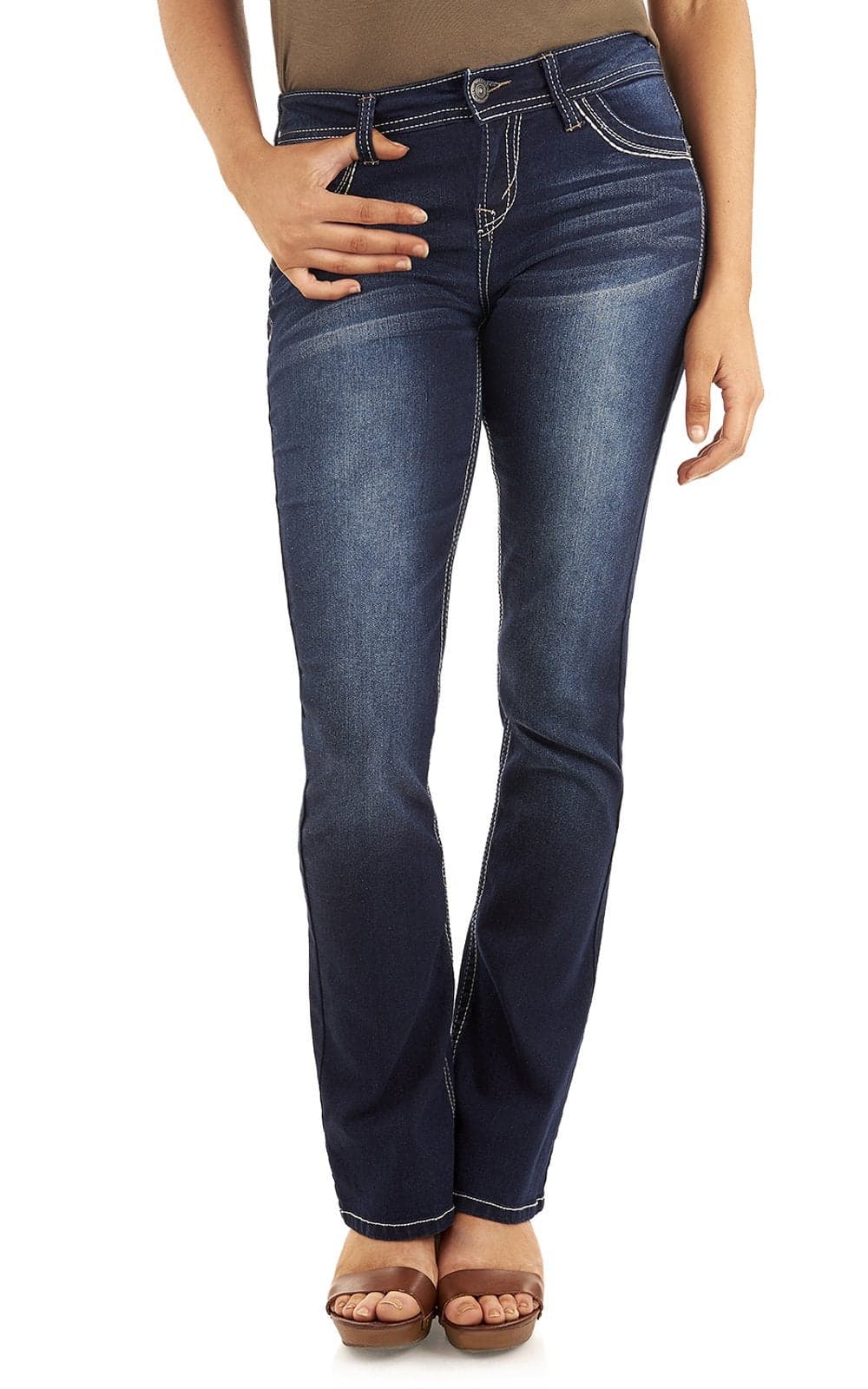 WallFlower Womens Legendary Bootcut MidRise Insta Stretch Juniors Jeans Standard and Plus Amy 11 Short