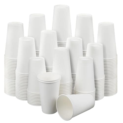 RAZCC 16 oz Paper Cups, 300 Pack 16oz Disposable Paper Coffee Cups, Coffee Cups 16 oz for Cold and Hot Drinks, White Paper Drinking Cups for Parties, Picnic, Cafes, Bistros and Events