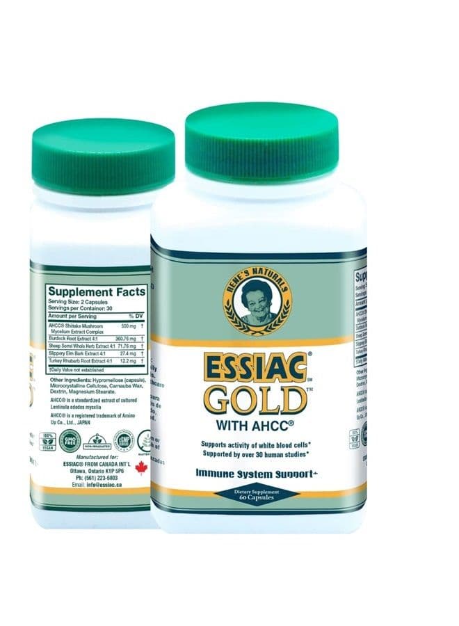 Gold Extract with AHCC Supplement Mushroom Extract for Enhanced Immune Support – 60 Capsules | Powerful Antioxidant Blend to Help Promote Overall Health & Well-Being
