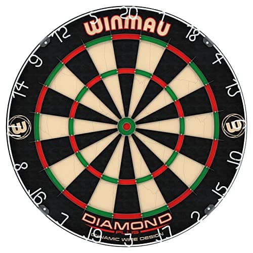 WINMAU Diamond Plus Dartboard - Tournament Specification Board, Self-Healing Sisal for Durability, Reduced Bounce-Out Wiring, Staple-Free Bullseye