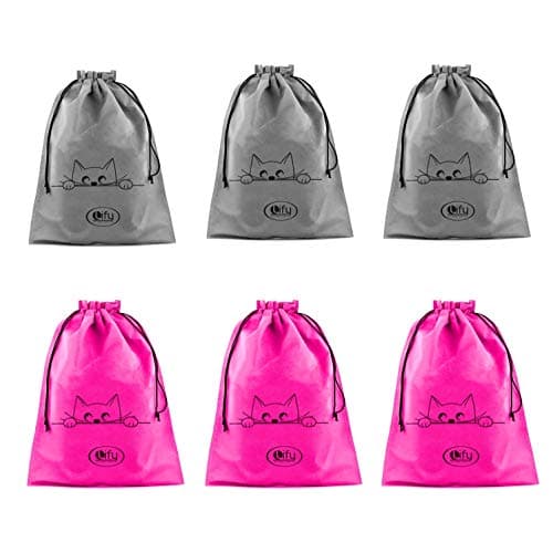Lify Travel Shoe Bags, Portable Travel Shoe Tote Bags - Packing Organizers for Men and Women- Plain- Pack of 6 Piece