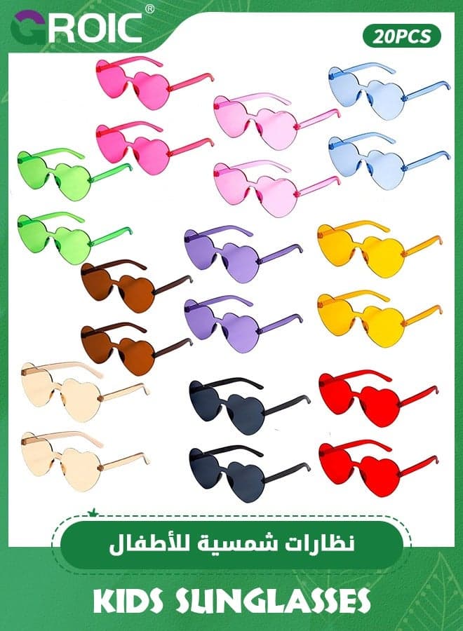 20 Pair Heart Sunglasses for Kids, Colorful Heart Shaped Sunglasses, Kids Sunglasses Party Favors for Boys Girls, Party Supplies, Beach Pool Birthday Party Favors Goodie Bag Stuffer