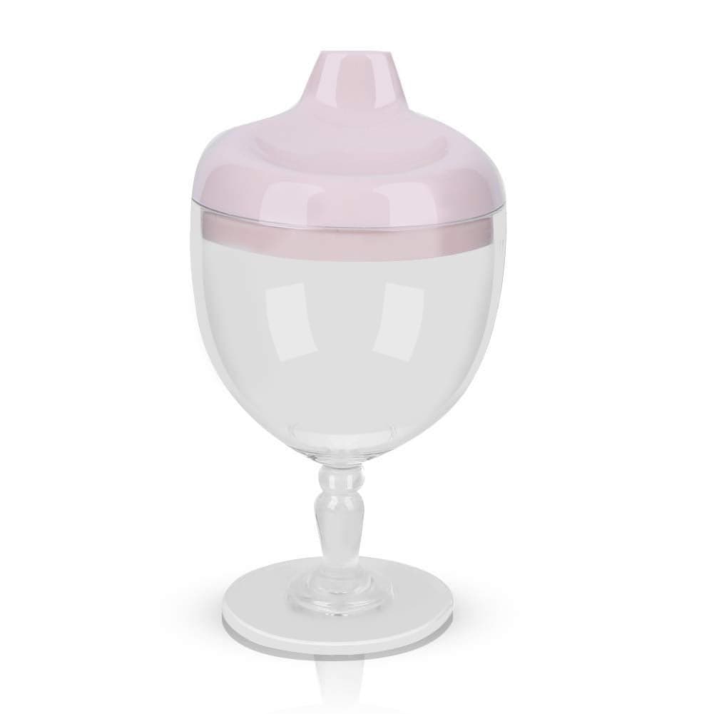 Crumye Princess Wine Sippy Cup Spill Proof Fancy Wine Glass Sippy Cup No Spill for Baby Girl 1 Year Old Goblet Style Great for Your Princess Holiday Birthday Party 5 Ounce Pink