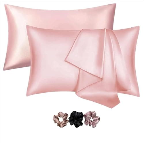 Pillow Cover RYLAN Satin Silk Pillow Cover for Hair and Skin 2 Piece with 3 Piece |Silk Pillow Covers with Envelope Closure end Design|Silk Pillow Cases 600 TC (Cream)