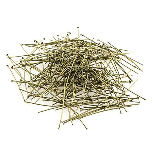 RLECS 220pcs 50mm Flat Head Pins, 2 Inch Iron Headpins for DIY Jewelry Making, Bronze