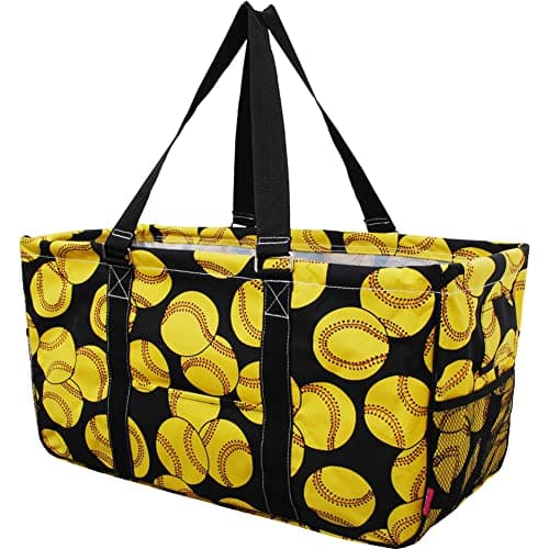 NGIL Extra Large Utility Tote Reusable Grocery Organizing Bag Oversized Collapsible for Storage PicnicCar Beach Softballblack