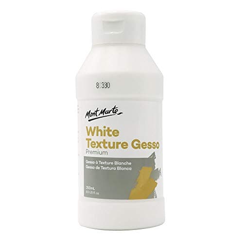 Mont Marte Premium White Texture Gesso 8.45oz (250ml), Suitable for Acrylic Paint, Oil Paint, Color Pencils, Pastels, Graphite and Charcoal