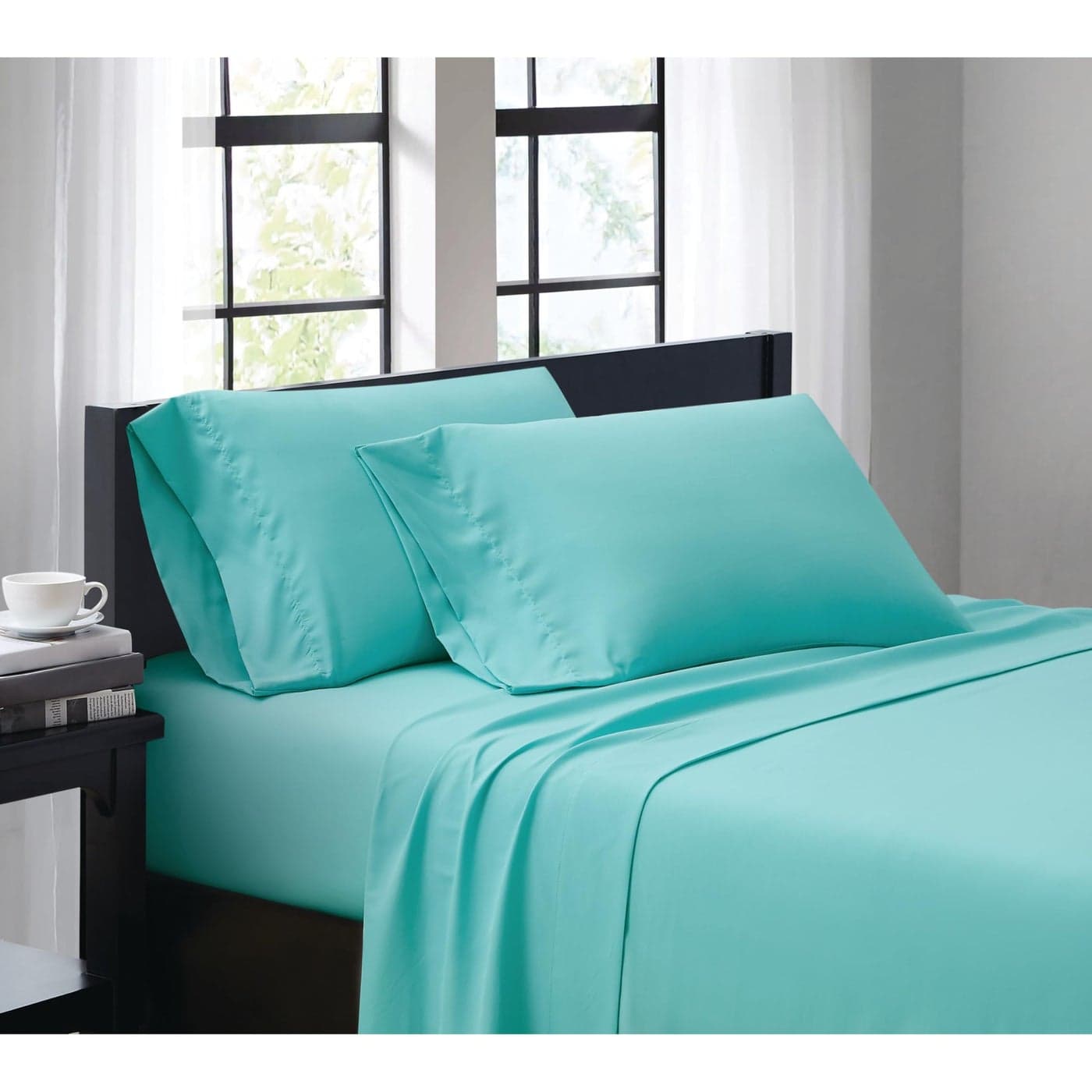 TRULY SOFT Everyday Sheet Set Turquoise Polyester 3Piece Twin Sheet Set Solid Color Themed Adult Bedding OekoTEX Certified