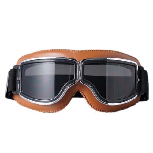 DETACHI Motorcycle Riding Goggles - Anti Scratch Bike Riding Glasses for Men, Motocross Helmet Goggles, Riding Glasses for Bikers (Tan Black, Pack of 1)
