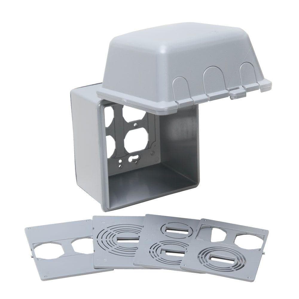 TayMac MM7440G 475in Deep Outdoor Box UFAST 55in1 Rated NEMA 3R 2Gang Weatherproof inUse Electrical Outlet Cover for Home Improvement Gray
