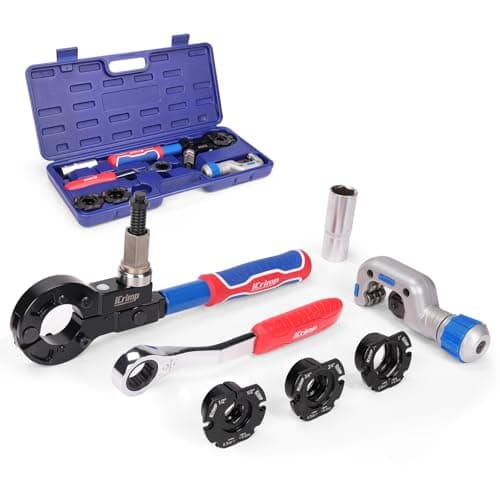 iCrimp Copper Crimping Tool with Cutter, Propress Tool for 1/2" 3/4" 1" Copper Pipes, Adapts to Manual Wrench & Electric Socket for Tight Spaces