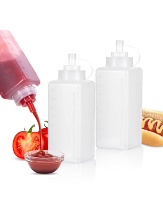 MAKINGTEC 27oz 800ML Plastic Condiment Dispenser Bottles, Squeeze Squirt with Cap Lids - Squeeze Bottles for Sauces dispensers for ketchup mustard mayo hot sauces olive oil