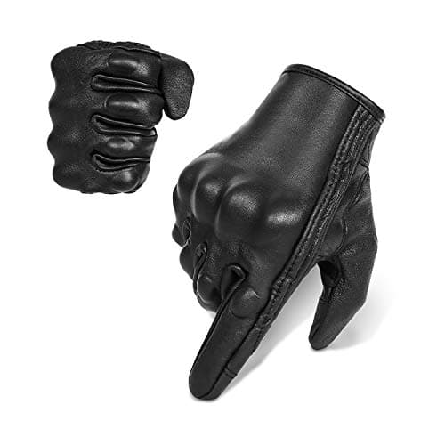 Full finger Goat Skin Leather Touch Screen Motorcycle Gloves Men/Women S,M,L,XL,XXL (Non-Perforated, XXL)