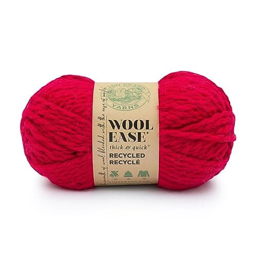Lion Brand Yarn WoolEase TQ Recycled Bulky Yarn for Crochet Red 1 Pack