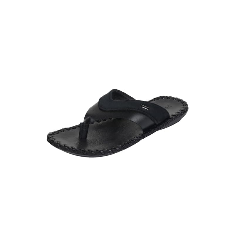Mochi Men Black Faux Leather Chappal UK/9 EU/43(16-2)