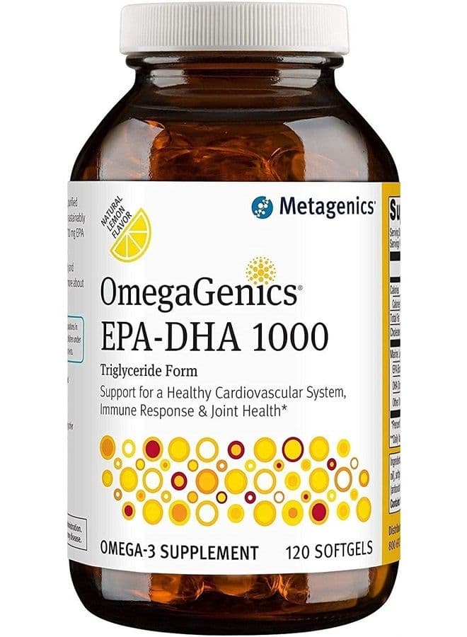OmegaGenics EPA-DHA 1000mg - Daily Omega 3 Fish Oil Supplement to Support Cardiovascular, Musculoskeletal and Immune System Health - 120 Count
