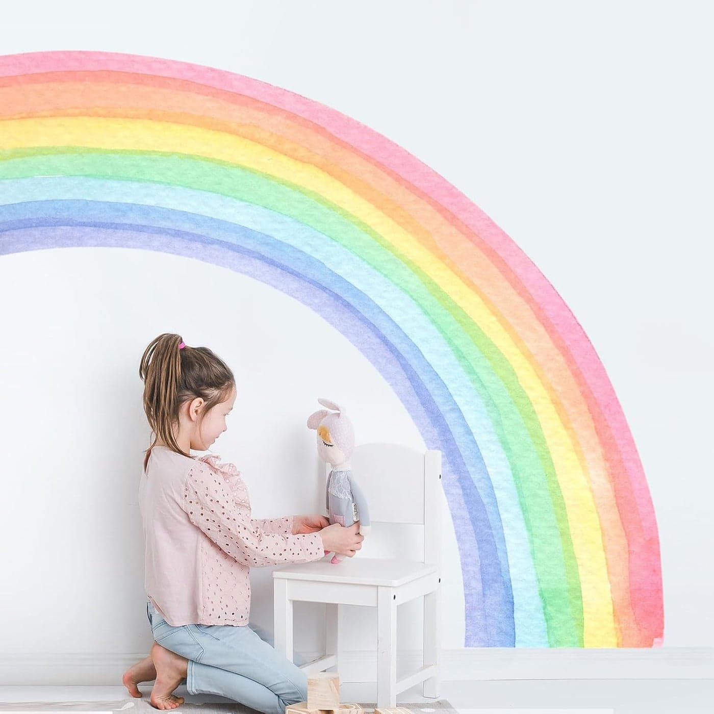 55x63 Large Rainbow Wall Stickers Mural Watercolor Half Rainbow Wall Decals Peel and Stick Vinyl Wall Art Decor for Girls Bedroom Kids Nursery Living Room Playroom Toddler Visit The Supzone Store