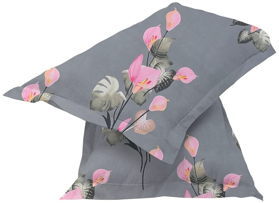 BSB HOME 180 TC Premium Cotton Pillow Covers | Regular Pillow Cases | Set of 2 Pieces Pillow Covers only King Size (Pink & Grey, 20 x 30 Inches)