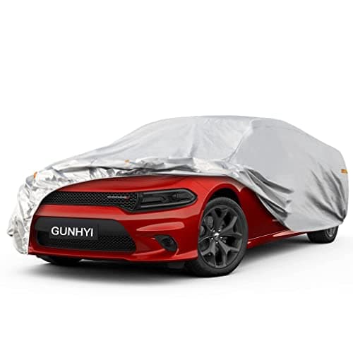GUNHYI Car Cover for Automobiles All Weather Waterproof, Universal Fit Sedan Dodge Challenger/Charger, Chevy Malibu, Chrysler 300/Sebring, BMW 7 Series, Ford Taurus etc, Up to 208 Inch