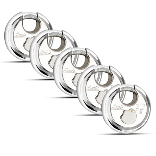 Link® Hi-Tech 70mm Round Padlocks 5Pcs-Set | Stainless Steel Body | Hardened Shackle | 3 Silver Keys with Hi-Tech Nickle | | Made in India| 3Kyes for Each Padlock