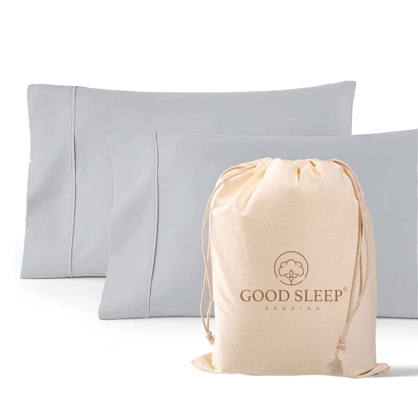 1000 TC Light Gray Standard Pillowcases Set of 2 100 Egyptian Cotton Pillow Cases with Long Staple Cotton Sateen Weave Silky Soft Hotel Like Bed Pillow Covers for Comfy Sleeping Snug Fit