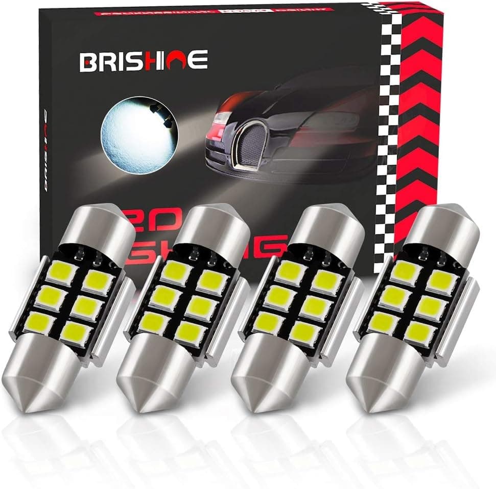 BRISHINE 4pcs DE3175 LED Bulbs - Super Bright 2835 Chipsets, Canbus Error Free, 31MM Festoon for Interior Lighting