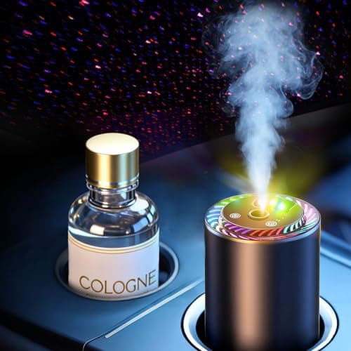 Smart Car Air Freshener with Star Light & 50ml Diffusers Oil Refills, Auto On/Off Aroma Diffuser, 3 Adjustable Mist Modes Rechargeable Aromatizante para Carro - Car Diffuser(Cologne)