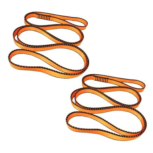 FOSER 18mm Nylon Climbing Sling Runner, 23KN Nylon Rope,Apply to Rock Climbing, Mountaineering, Hiking, Downhill, Emergency Equipment, etc (Orange(2pcs), 60cm/24inch)