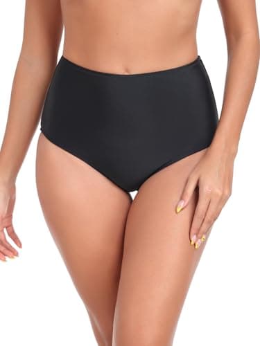 RELLECIGA Women's Black High Waisted Bikini Bottom Size X-Large