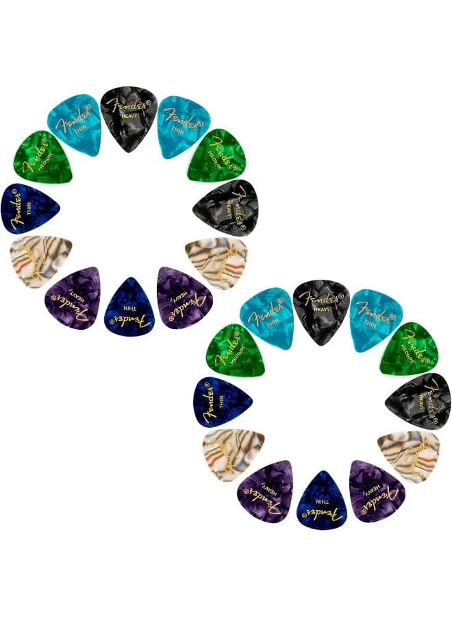 Fender Premium Picks Sampler - 24 Pack with Thin, Medium & Heavy Gauges